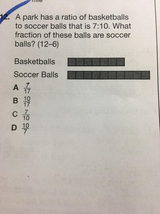 A park has a ratio of basketballs to soccer balls that is 7:10. What fraction of these-example-1