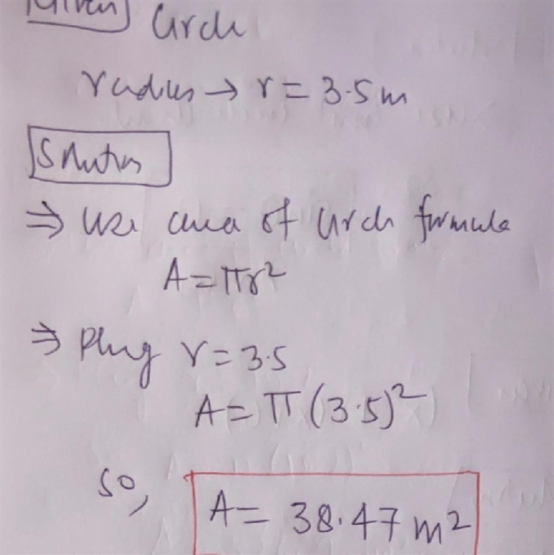 What is the approximate area of the following circle?-example-1