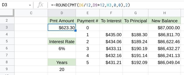 Prepare an amortization schedule for the first three months on a loan of $87,000 at-example-1