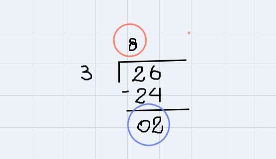 What is the quotient and the remainder of 26÷3-example-1