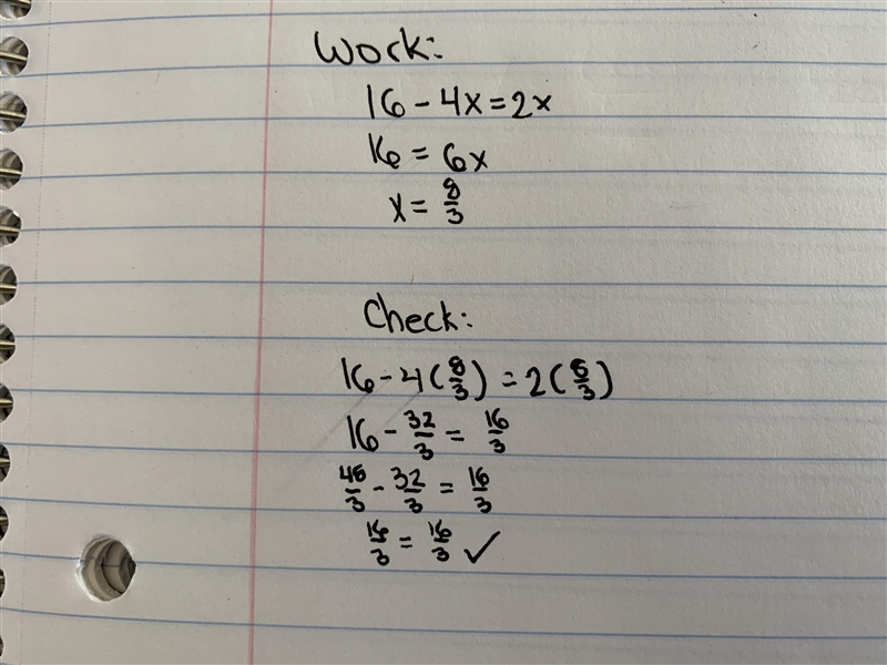 Four times a number, subtracted from sixteen . Is twice the number. Find the number-example-1