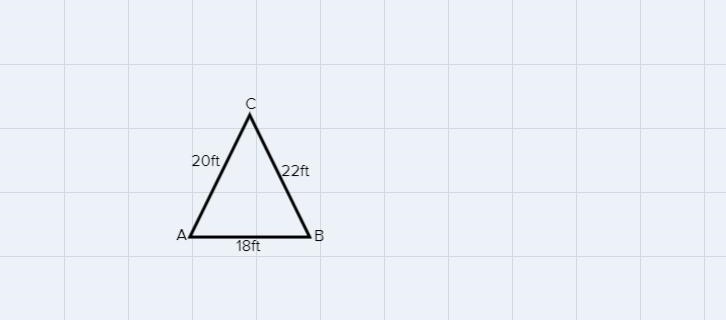 Find C.Round to the nearest tenth.20 ft22 ftoA 18 ft BC = [? ]°Law of Cosines: c2 = a-example-1