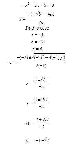 Solve the equation: - x^2 - 2x + 6 = 0-example-1