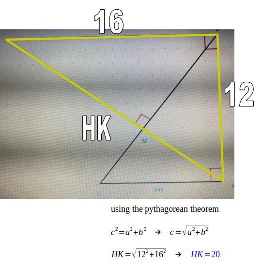 Find HK using proportions and Pythagorean theorem-example-1