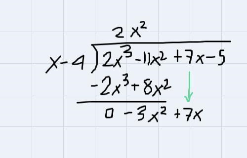 Given f(x), use Remainder Theorem to find f(4). f (x) = 2x^3 – 11x^2 + 7x - 5-example-2