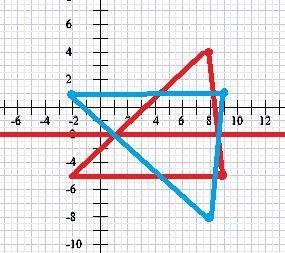 Suppose line h is the line with equation y=-2. Given A(7,-5), B(5,4), and C(-2,-5), what-example-1