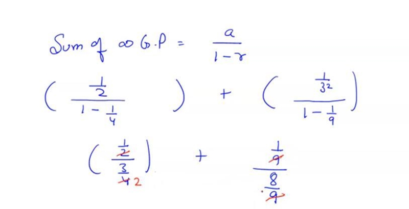 Find the sum if the series 1/2 + 1/3^2 + 1/2^3 + 1/3^4 + .......​-example-2