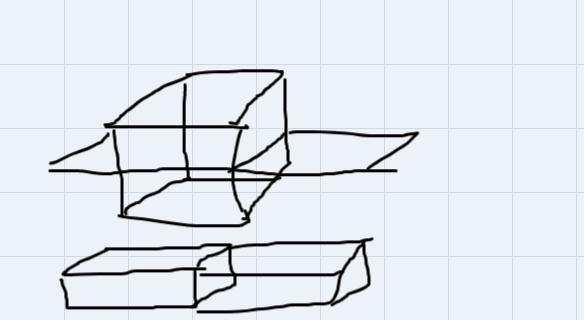 2. A wooden cube with volume 64 is sliced in half horizontally. The two halves are-example-1