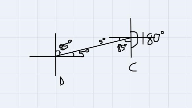 The bearing of point C from D is 085° what is the bearing of point D from C?-example-1