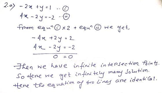 Please Helpp Solving Systems Of Linear Equations By Elimination; 2x+y=1 -2y=-2x+4-example-1