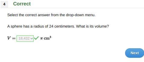 A sphere has a radius of 24 centimeters. What is its volume-example-1