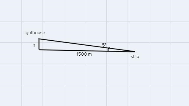 16) The angle of elevation from a ship to the top of a lighthouse is 5°. If the ship-example-1