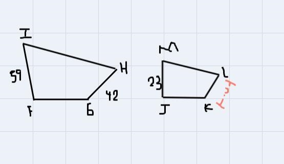 quaddrilateral FGHI is similar to quadrilateral JKLM. Find the measure of side KL-example-1