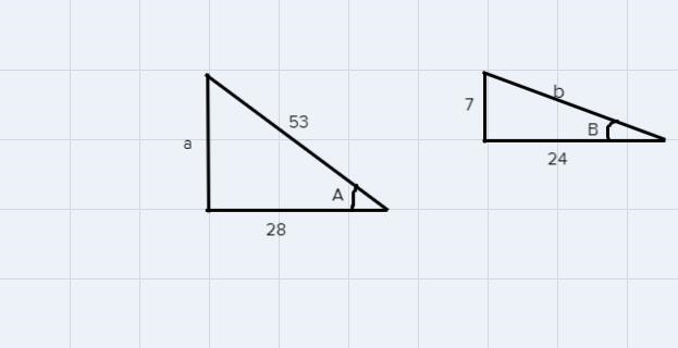 For positive acute angles A and B, it is known thatcos A = 28/53 and tan B = 7/24Find-example-1