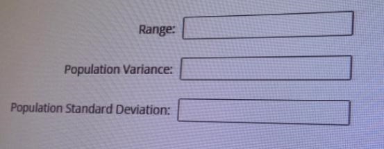 Calculate the range, population variance, and population standard deviation for the-example-2