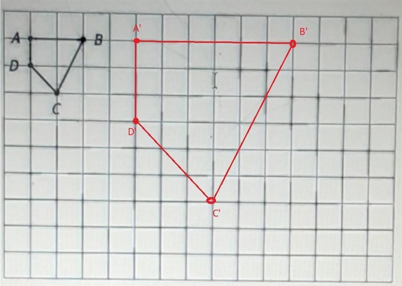 On the grid, draw a scaled copy of quadrilateral ABCD with a scaled factor of 3.-example-1