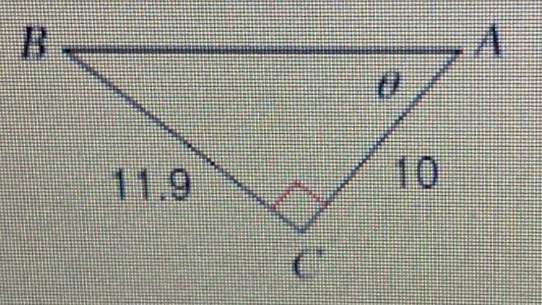 I need to find the missing angle measurement or side length using trig ratios-example-1