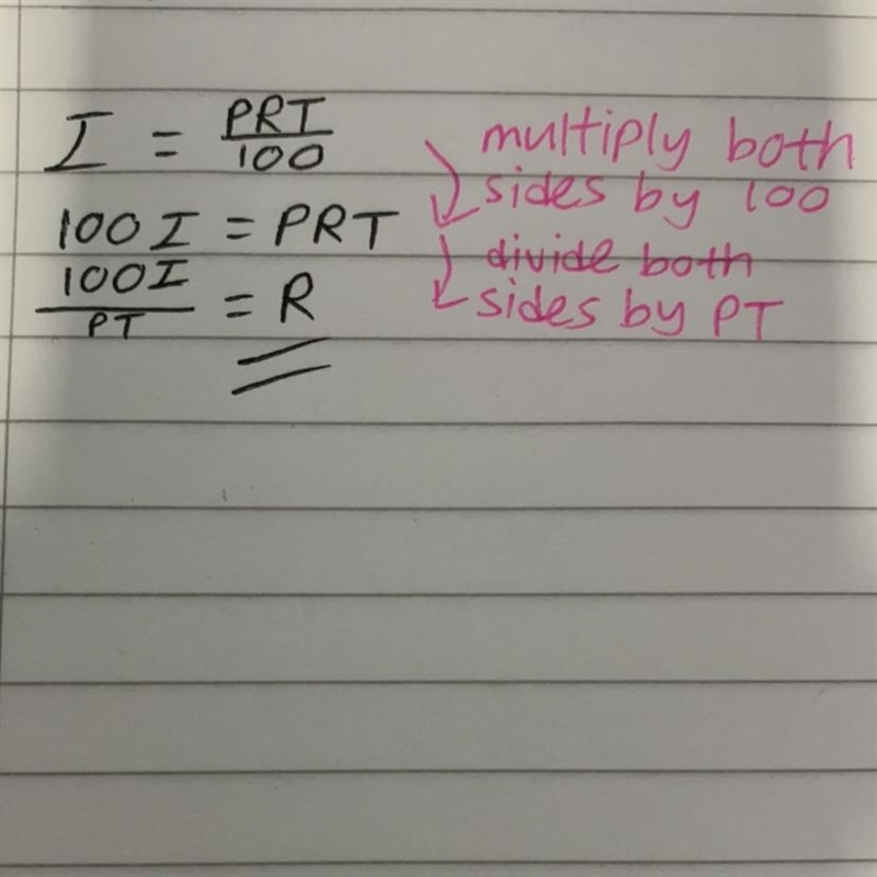 MAKE\: R \:THE\: SUBJECT\\ \: OF\: FORMULA\: I = (PRT)/(100)​-example-1