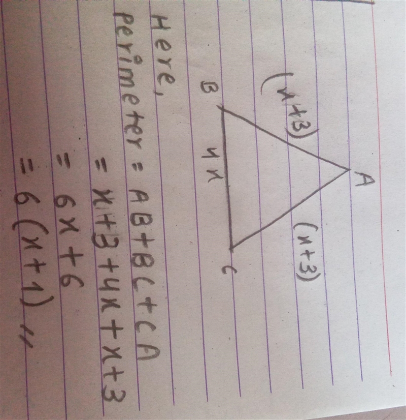 A triangle has one side that measures 4x and two sides that measure x+3 each. Write-example-1