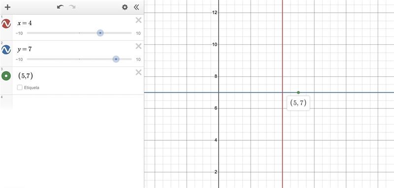 Select the equation of the line that passes through the point (5,7) and is perpendicular-example-1