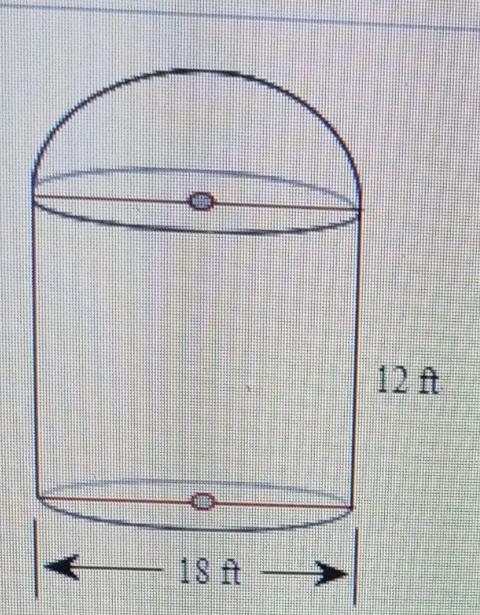 Find the surface area and volume of the figure .The surface area is _ft2.(Round to-example-1