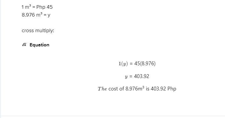 Mrs. Santos consumed 8.976 cubic meter. How much will she pay if a cubic meter of-example-1