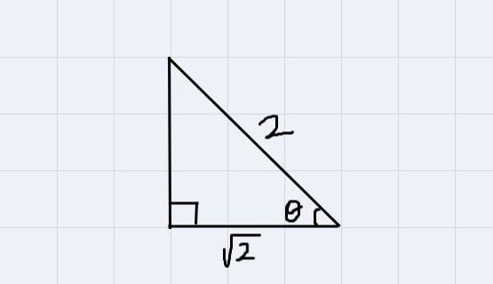 What is sin θ if cos θ= √2/2 And θ is in 0< θ< π /2?-example-1