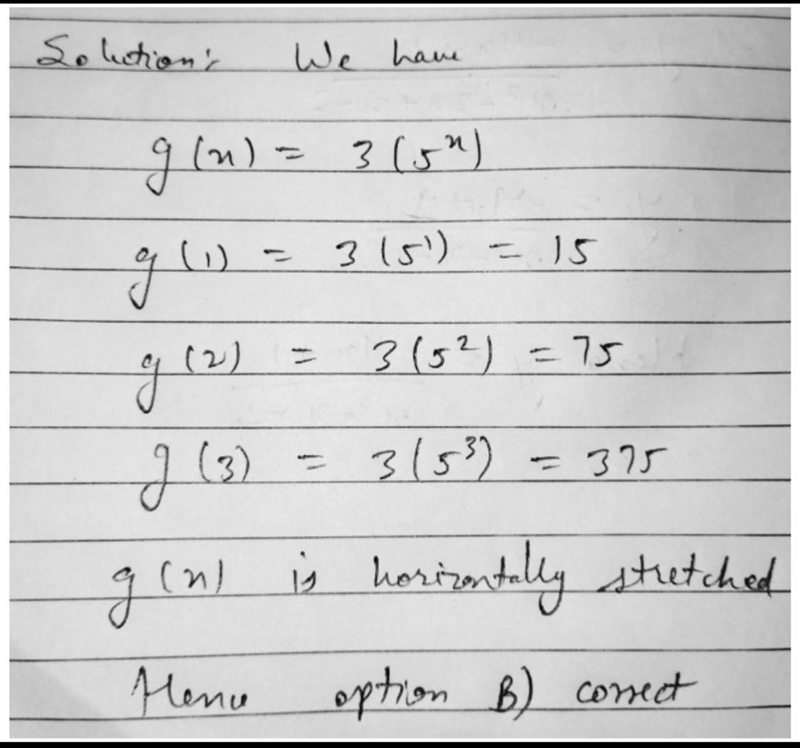 Describe how the graph of g(x)= 3(5^X) is related to the graph of f(x) = 5^X Answers-example-1