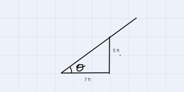 A five foot tall bear casts a 7 foot shadow. At what angle do the sun's rays hit the-example-1