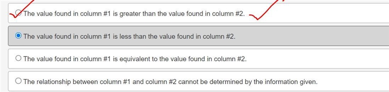 Determine which of the following statements is true concerning the values described-example-2