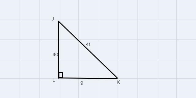 In JKL, the measure of L=90 degrees, KJ=41, JL=40, and LK=9. What ratio represents-example-1