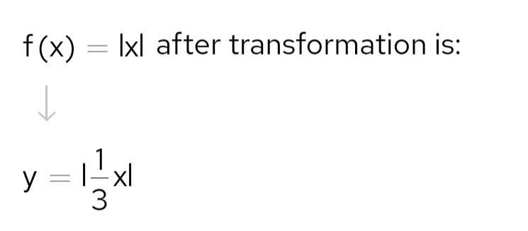 The graph of the absolute value parent function, f(x) = |xl, is stretched horizontally-example-1