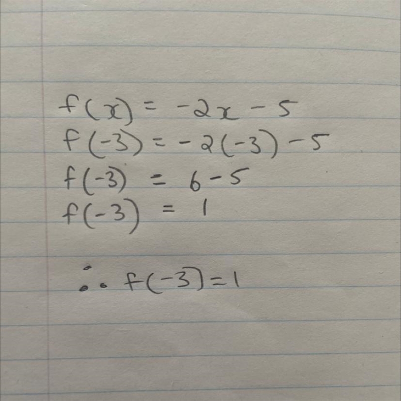 Given the function f(x) = -2x - 5, determine f(-3)?-example-1