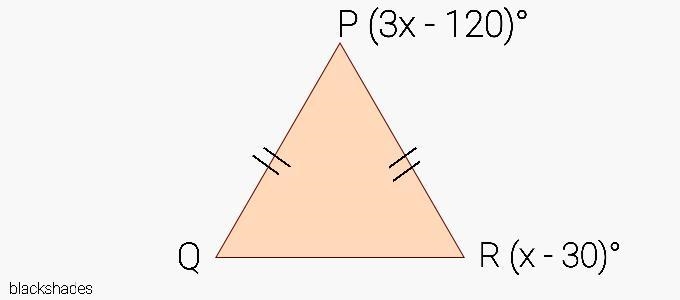 12. In APOR, PQ = QR. If m2P = (3x – 120) and MZR = (x-30)", classify APQR. Select-example-1