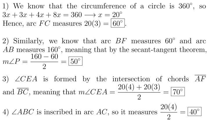 Chords AB and CB intersect at E in circle O, as shown in the diagram below. Secant-example-1