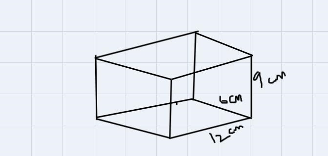 Find the volume of a box that has length=12cm, width=6cm and height =9cmplease.-example-1