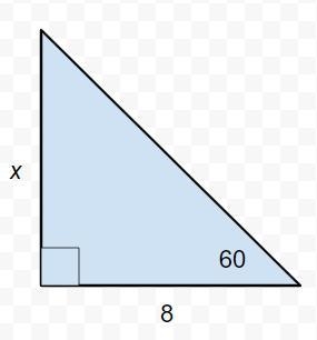 60° 60 16 inches An equilateral triangle is folded in half. What is X, the height-example-1