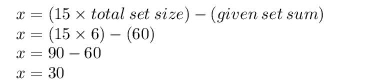 i need help figuring out this question. the mean of the data set is 15. what number-example-1