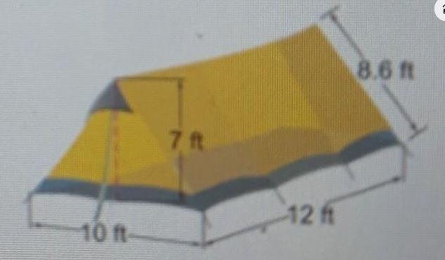 Brain's tent is a triangular prism how much fabric was used make the tent-example-1