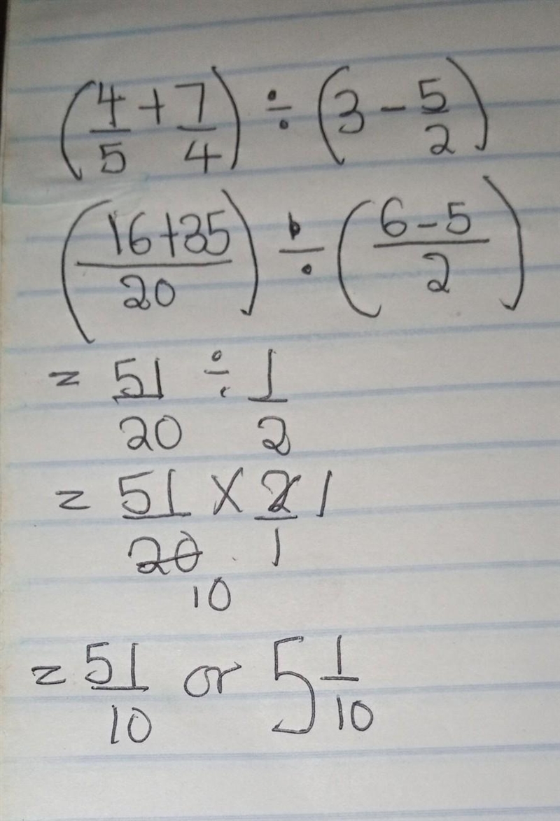 4/5 + 7/4 divided by 3 - 5/2-example-1