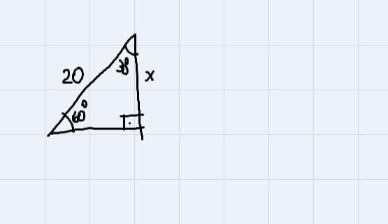 If the hypotenuse of a 30-60-90 triangle is 20, what is the length of the longer leg-example-1