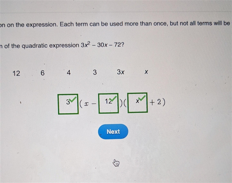 What is the completely factored form of the quadratic expression 3x^2-30x-72-example-1