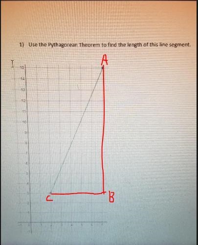 Use the Pythagorean theorem to find the length of this segment.-example-1