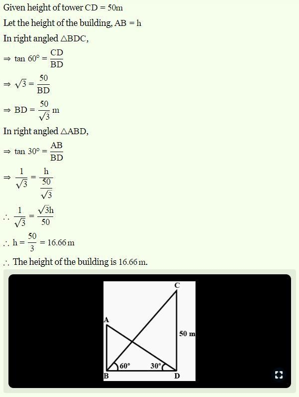 22. A 1 m high pole is fixed vertically on the ground at a point 50√3 m far from the-example-1