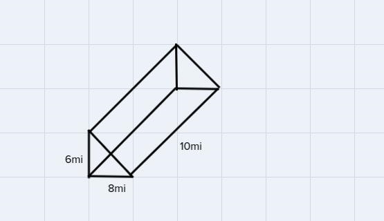 What is the volume of a prism that is 10 mi tall with a right triangle for a bass-example-1