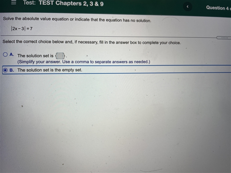 Solve the absolute value equation or indicate that the equation has no solution.|2x-example-1