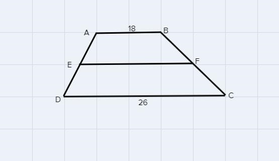 The lengths of the bases of a trapezoid are 18 and 26. What is the length of the midsegment-example-1