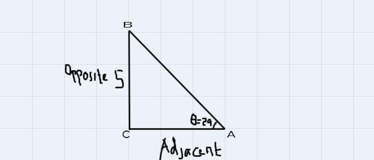 What is the length of AC if ∅=29° and BC=5? round to the nearest hundredth-example-1