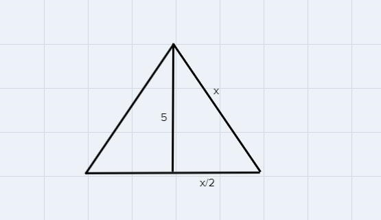 What is the length of a side of an equilateral triangle whose altitude is 5?-example-1