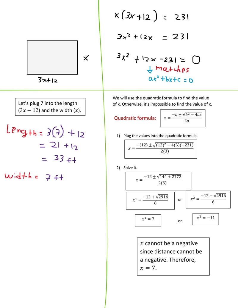 One side of a rectangle is twelve feet longer than three times another side of the-example-1